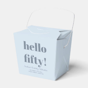 Bold Soft Blue Modern 50th Birthday Custom Favour Box