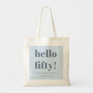 Bold Soft Blue Modern 50th Birthday Custom Tote Bag