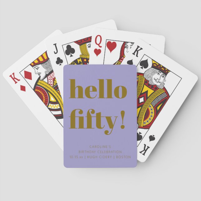 Bold Soft Purple Modern 50th Birthday Custom Playing Cards (Back)