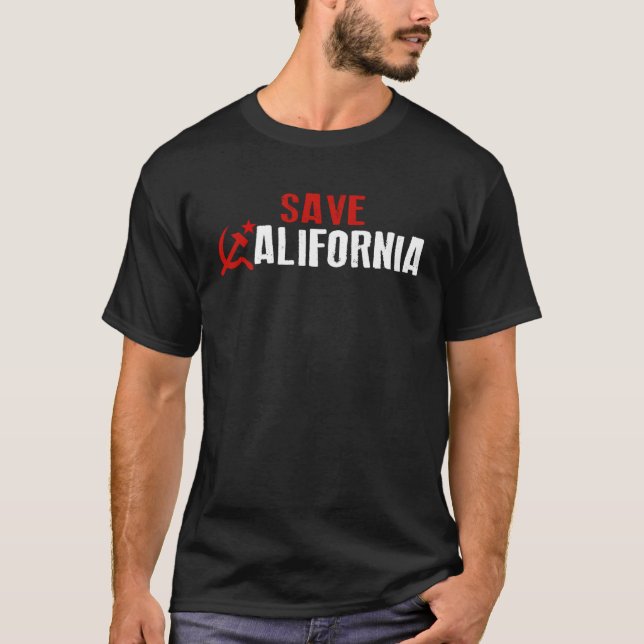 Bold Soviet Style SAVE CALIFORNIA T-Shirt (Front)