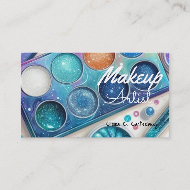 Bold Sparkle Makeup Artist Business Card (Front)