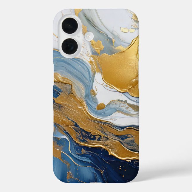 Bold Splash of Gold and Blue Case-Mate iPhone Case (Back)