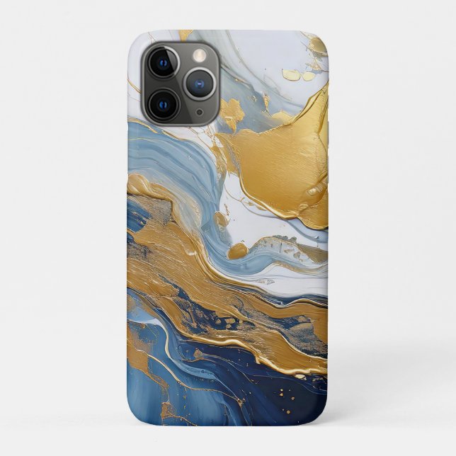 Bold Splash of Gold and Blue Case-Mate iPhone Case (Back)