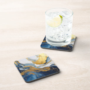 Bold Splash of Gold and Blue Coaster