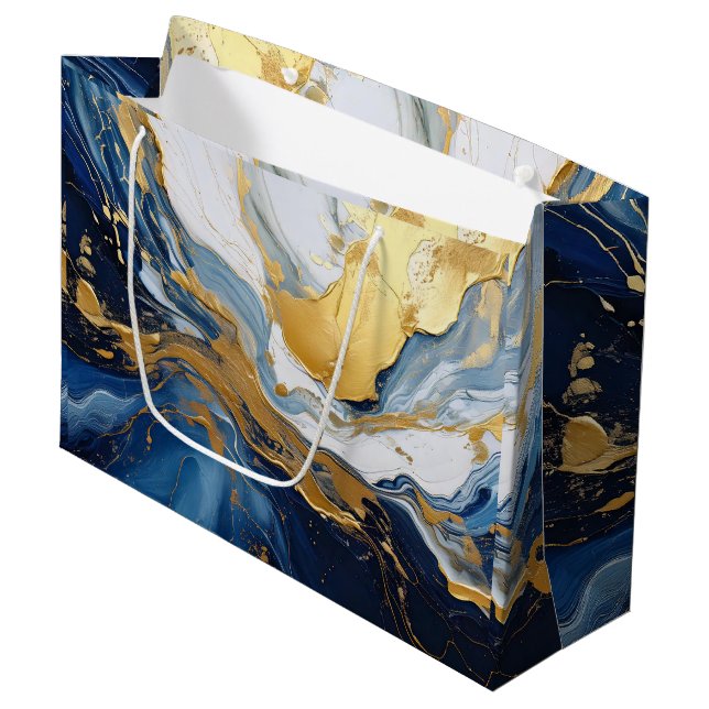Bold Splash of Gold and Blue Large Gift Bag (Front Angled)