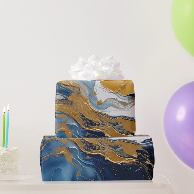 Bold Splash of Gold and Blue Wrapping Paper (Party Gifts)