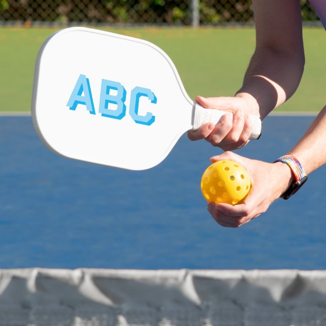 Bold Sport Blue 3 Letter Stacked Monogram Pickleball Paddle (Insitu)