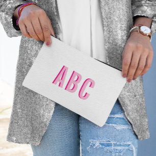 Bold Sport Hot Pink 3 Letter Monogram Accessory Pouch