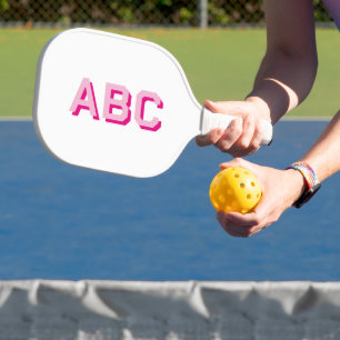 Bold Sport Hot Pink 3 Letter Monogram Pickleball Paddle