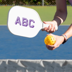 Bold Sport Purple 3 Letter Monogram Pickleball Paddle