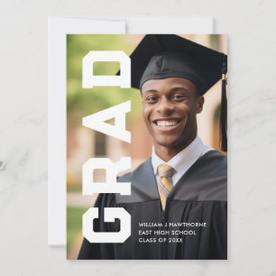 Bold Sports Athlete Photo Graduation Announcement