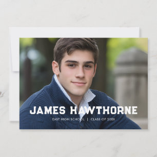 Bold Sports Athlete Photo Graduation Announcement