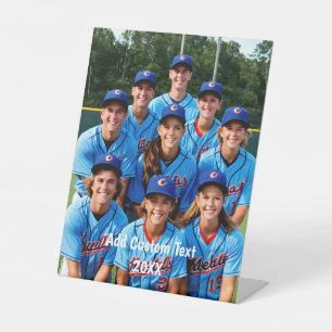 Bold sports team photo personalized team sport  pedestal sign