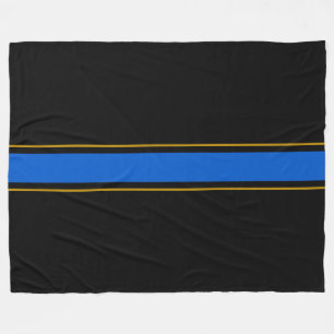 Bold Sporty Black Bright Blue Brown Racing Stripes Fleece Blanket