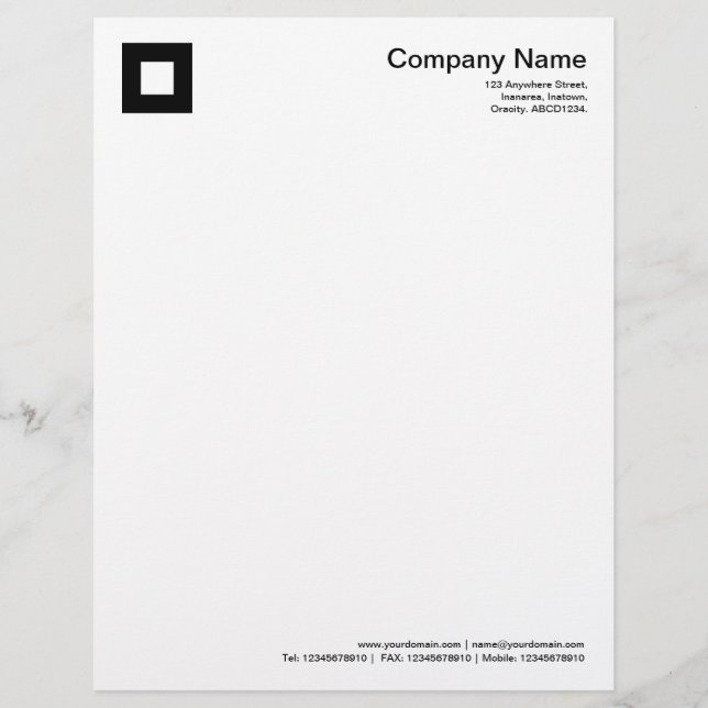 Bold Square - Black Personalised Letterhead (Front)