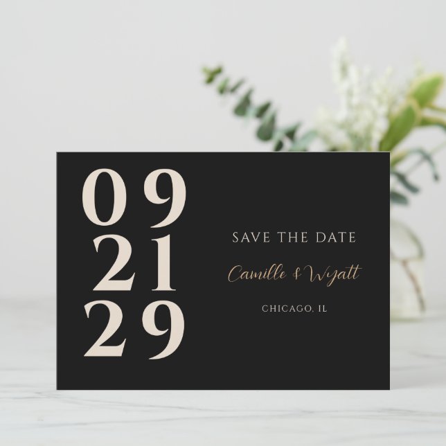 Bold Stacked Number Minimal QR Code Save the Date Invitation (Standing Front)