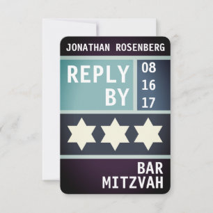 Bold Star of David Bar Mitzvah RSVP Reply Invitation