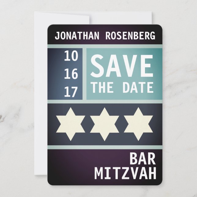 Bold Star of David Bar Mitzvah Save the Date (Front)