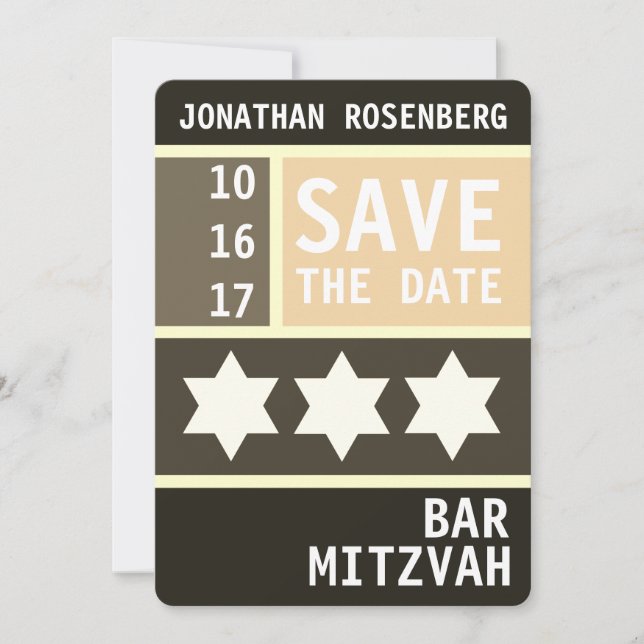 Bold Star of David Bar Mitzvah Save the Date (Front)