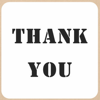 Bold Stencil Style Thank You Square Sticker