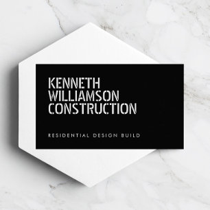 Bold Stenciled Black Construction Business Card