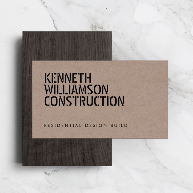 Bold Stenciled Construction Business Card (Creator Uploaded)