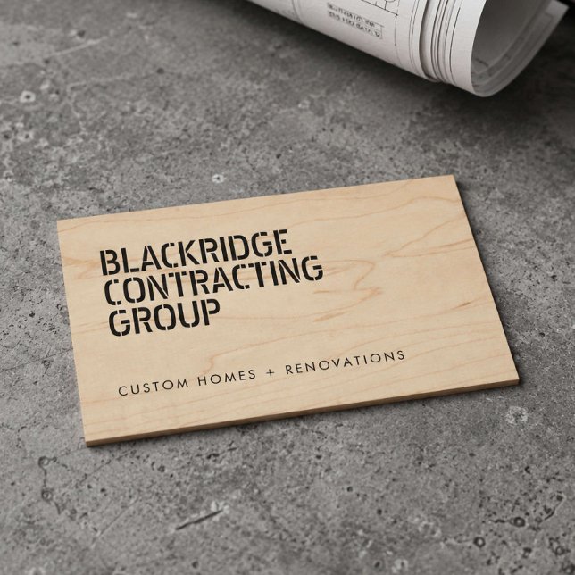 Bold Stenciled General Contractor Business Card (Creator Uploaded)