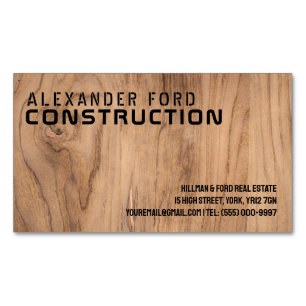 Bold Stenciled Wood Construction Business Card