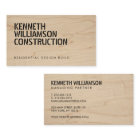 Bold Stenciled Wood Construction Business Card
