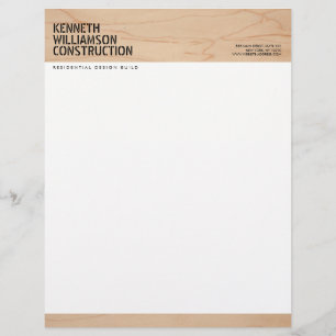 Bold Stenciled Wood Construction Letterhead