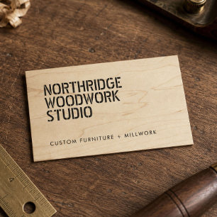 Bold Stenciled Woodworker Business Card