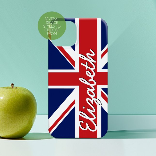 Bold Stripe Pattern - Union Jack Flag with Name (Personalized Phone Case with Custom Text)