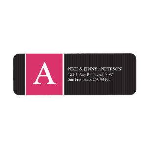 Bold Stripe Return Address Label (fuchsia)