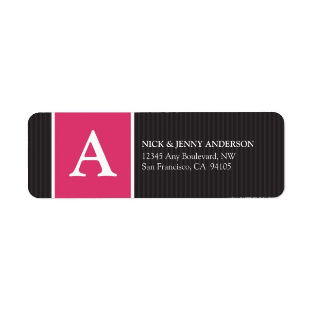 Bold Stripe Return Address Label (fuchsia) (Front)