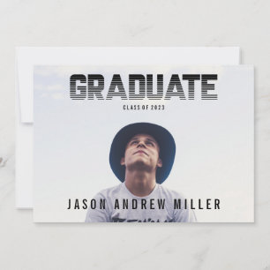 Bold Striped Typography Graduate Boy announcement