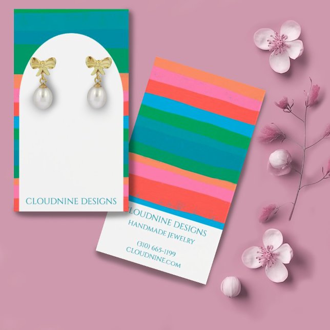 Bold Stripes Arch Earring Jewellery Display Card (Colorful stripes on this custom earring display card with an arch shape to highlight your creations)