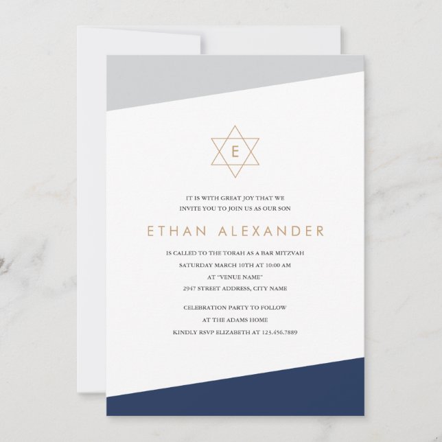 Bold Stripes Bar Mitzvah Invitation (Front)