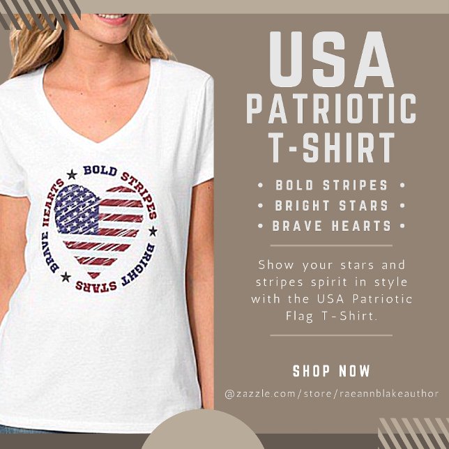 Bold Stripes Bright Stars Brave Hearts USA T-Shirt (Creator Uploaded)