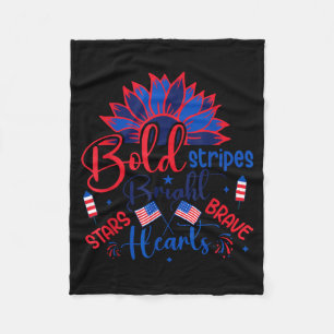 Bold stripes bright stars god bless independence fleece blanket