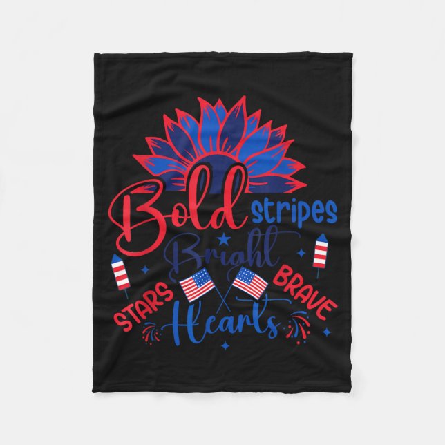 Bold stripes bright stars god bless independence fleece blanket (Front)