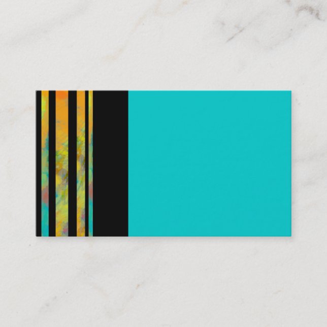 bold stripes business card template on turquoise (Front)