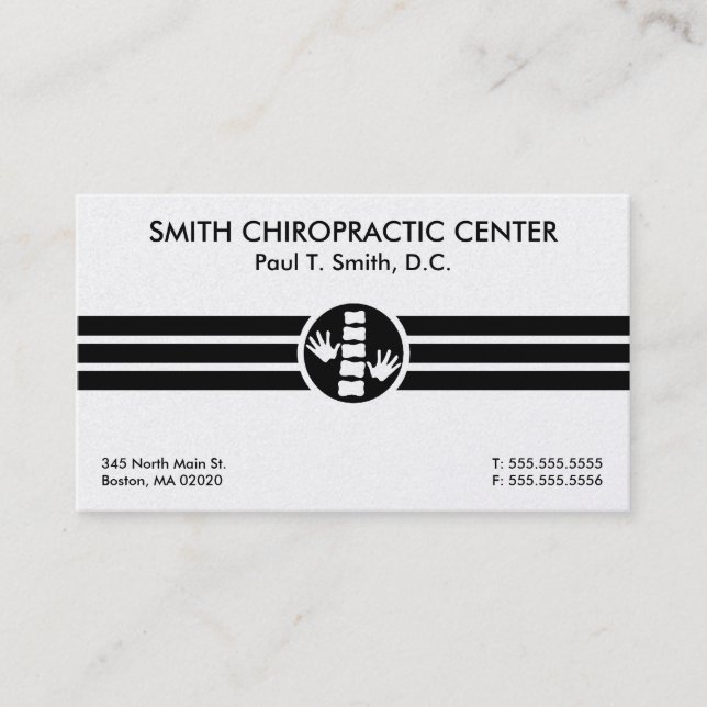 Bold Stripes Chiropractic Business Cards (Front)