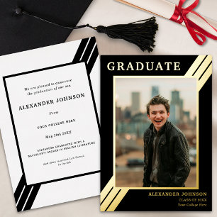 Bold Stripes Graduate Photo Black and Gold