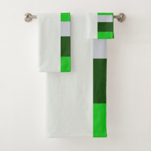 bold Stripes Green grey Bath Towel Set