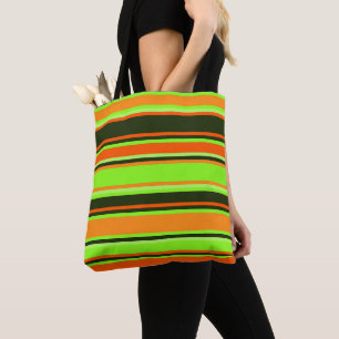Bold Stripes in Lime, Orange & Tangerine Tote Bag
