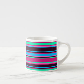 Bold Stripes in Magenta, Aqua, & Blue Espresso Cup