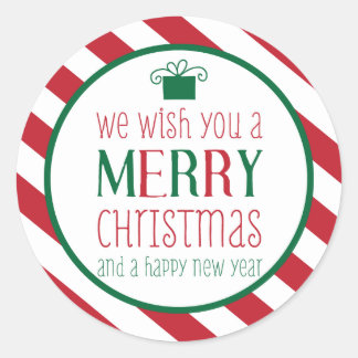 Bold Stripes Merry Christmas Sticker
