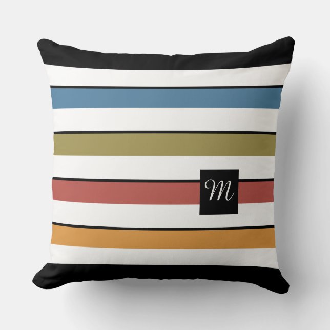 Bold Stripes Monogram Fall Cushion (Front)