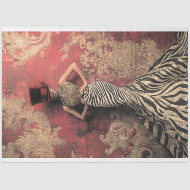 Bold Stripes, Sophisticated Lady, Damask Patina Tissue Paper (Front)