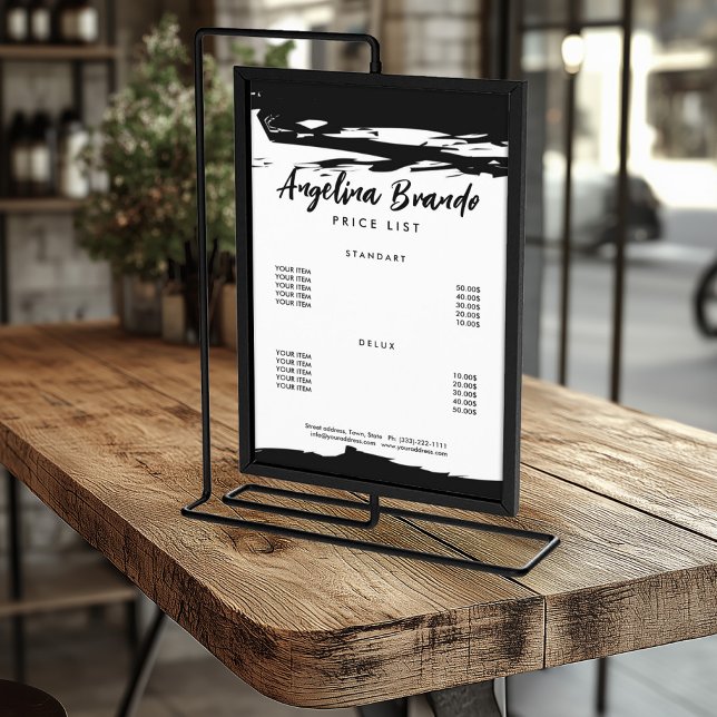 Bold Stroke Line Black & White Price List Flyer (Perfect for business)